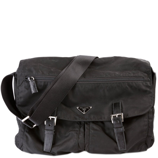 Prada Tessuto Buckle Messenger Bag Nylon Travel Bag