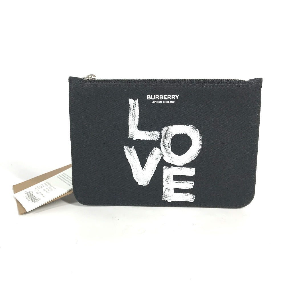 Burberry Pouch Love Women Handbag Canvas Black Logo Travel Bag
