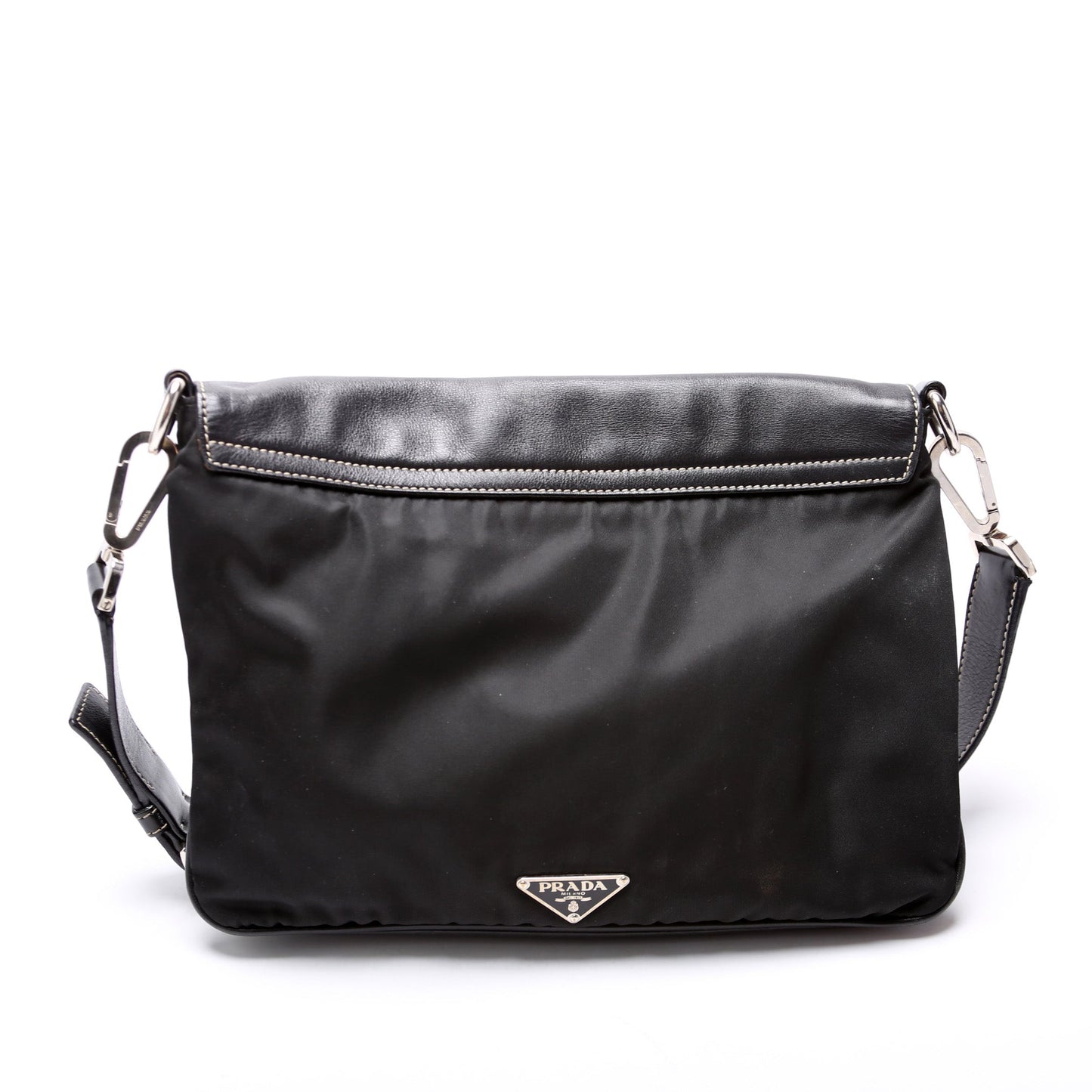 Prada Pushlock Shoulder Bag Leather Nylon