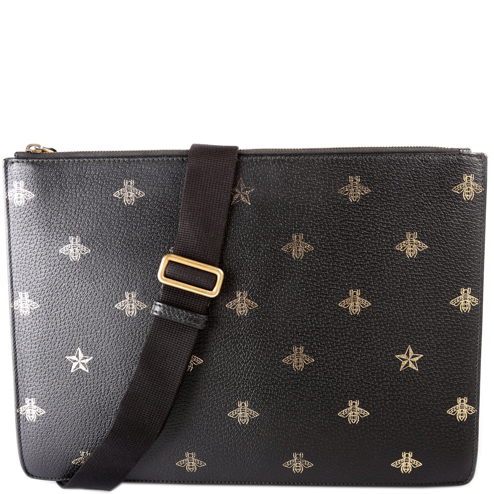 Gucci Bee Star Messenger Leather Travel Bag