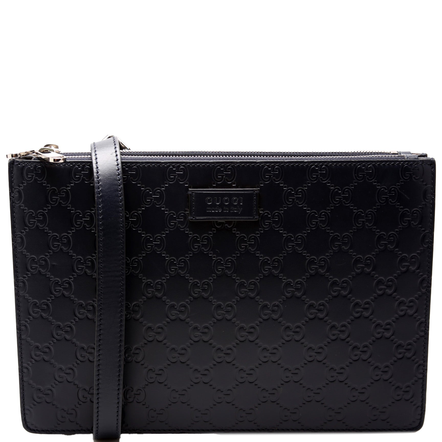 Gucci GG Double Zip Messenger Leather Travel Bag