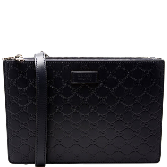 Gucci GG Double Zip Messenger Leather Travel Bag