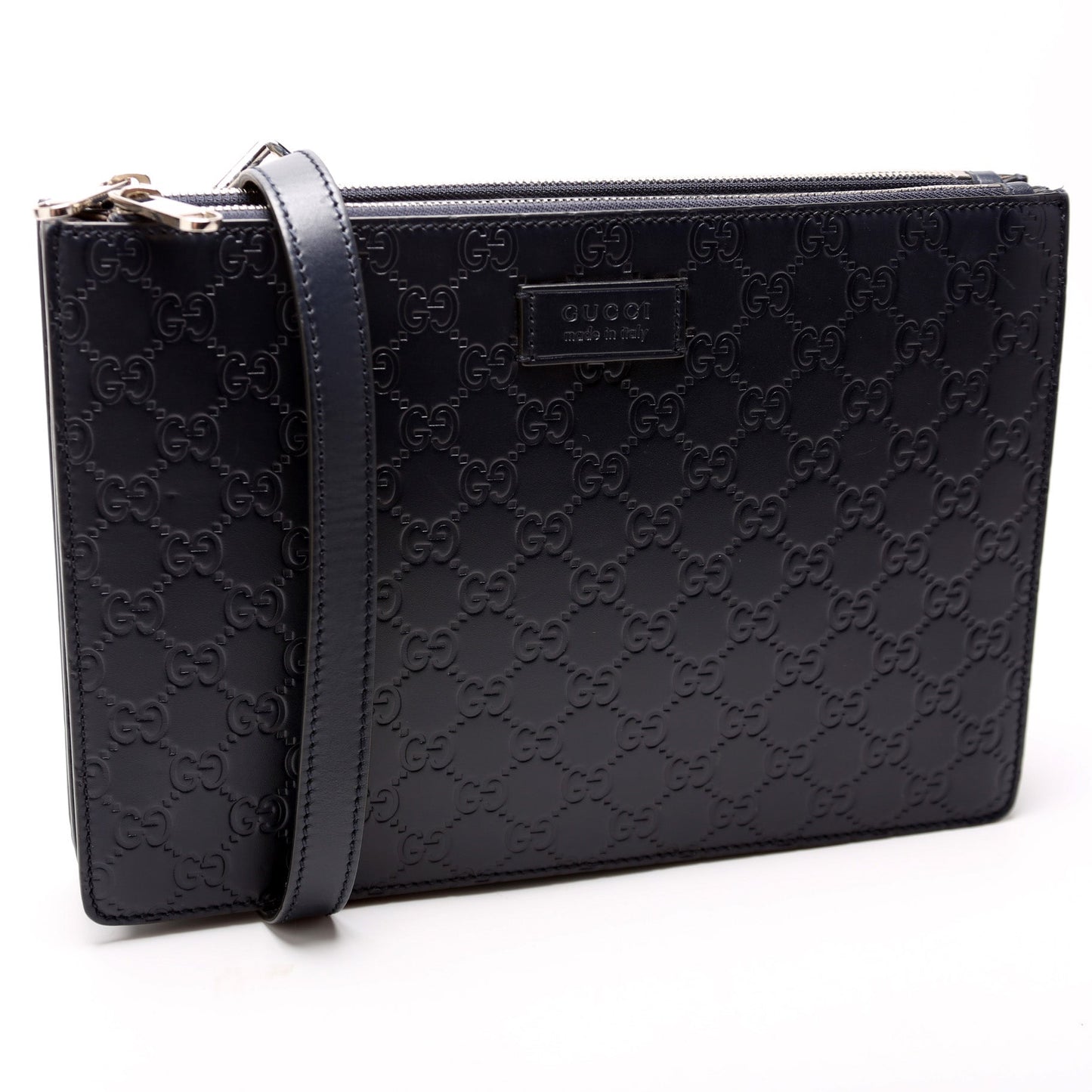 Gucci GG Double Zip Messenger Leather Travel Bag