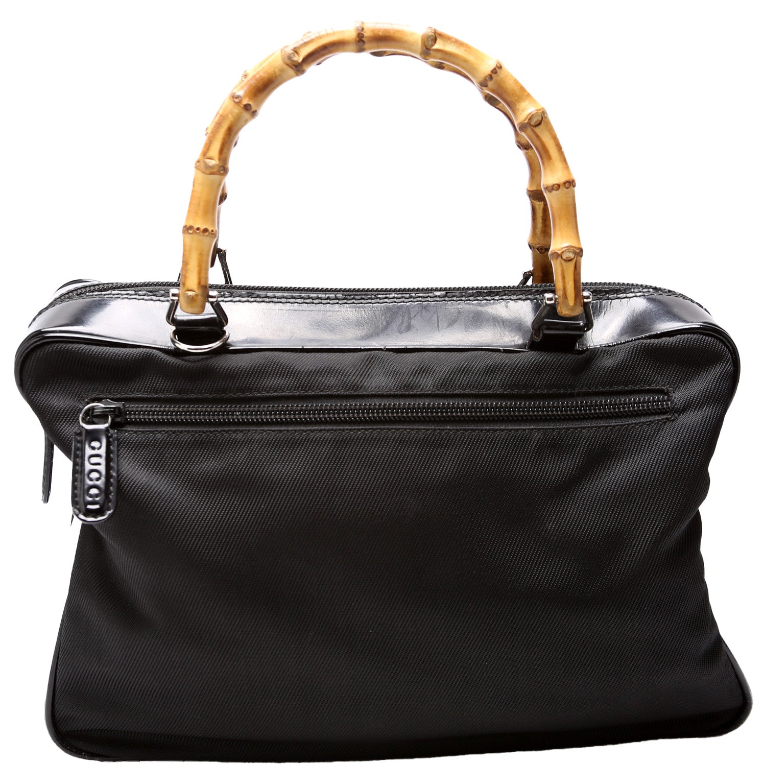 Gucci 000. Bamboo Handle Nylon Patent Travel Bag