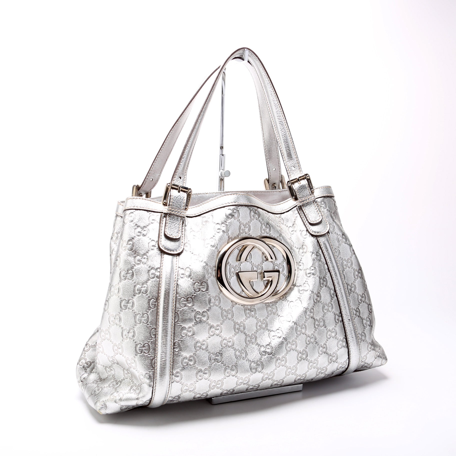 Gucci G Britt Leather Medium Tote Bag