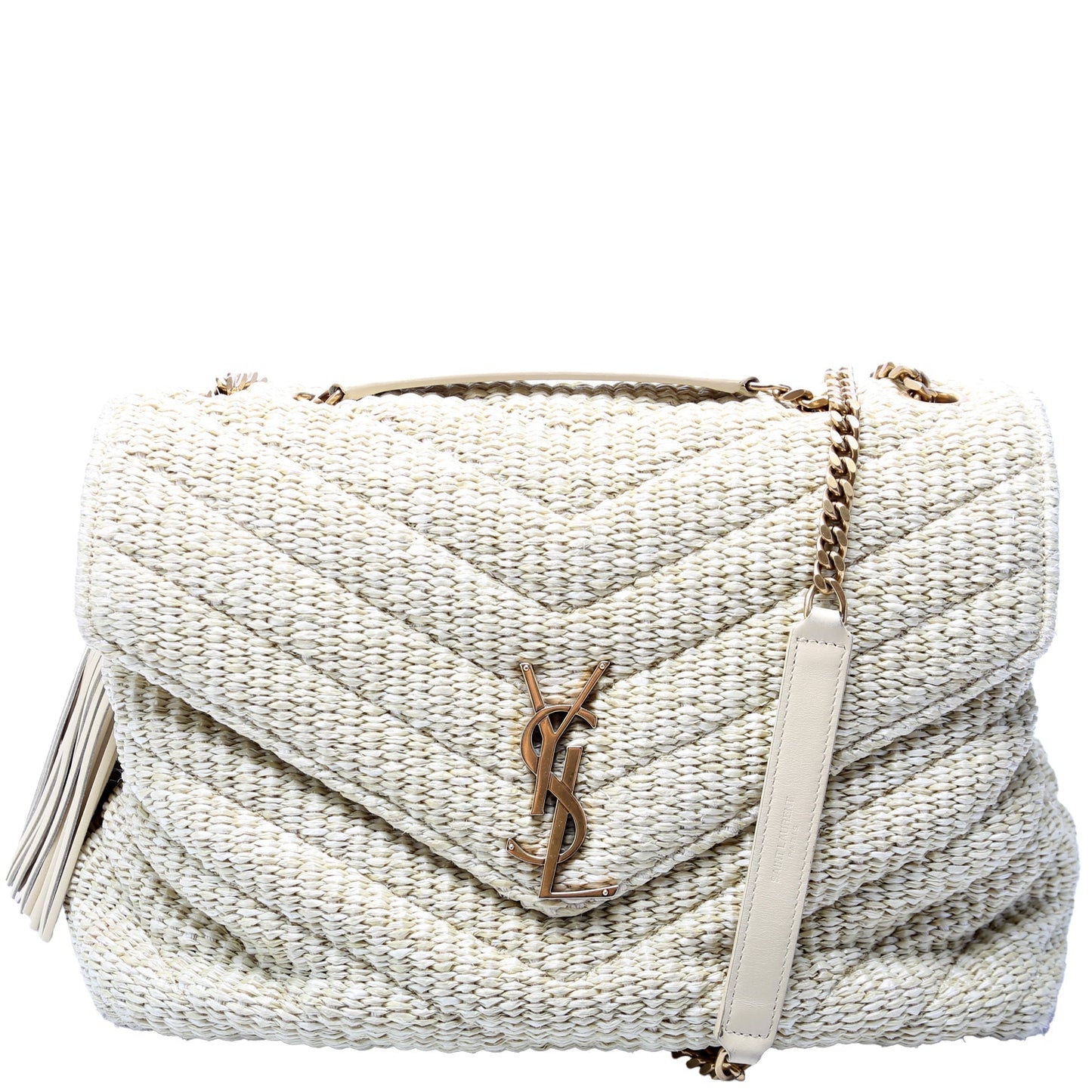 YSL Saint Laurent Saint Laurent Loulou Satchel Bag Raffia Medium Travel Bag
