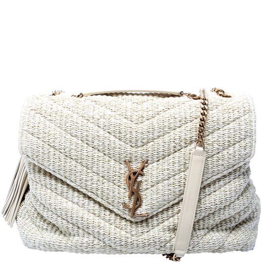 YSL Saint Laurent Saint Laurent Loulou Satchel Bag Raffia Medium Travel Bag