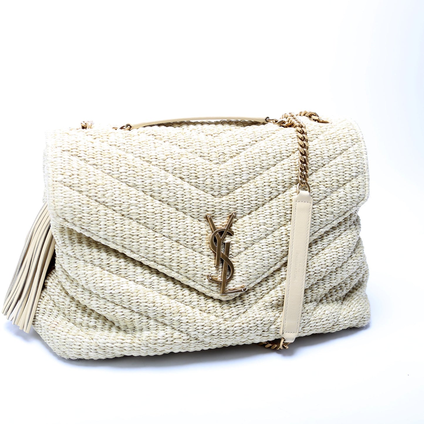 YSL Saint Laurent Saint Laurent Loulou Satchel Bag Raffia Medium Travel Bag