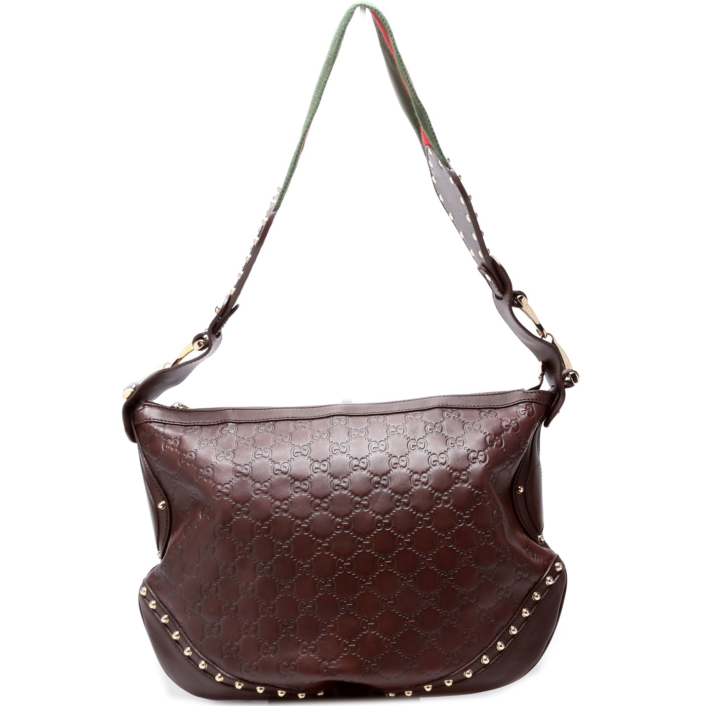 Gucci Studded Pelham Leather Shoulder Bag