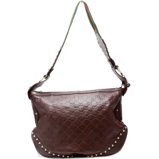 Gucci Studded Pelham Leather Shoulder Bag