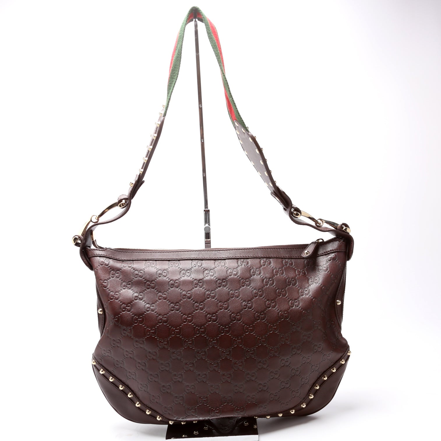 Gucci Studded Pelham Leather Shoulder Bag