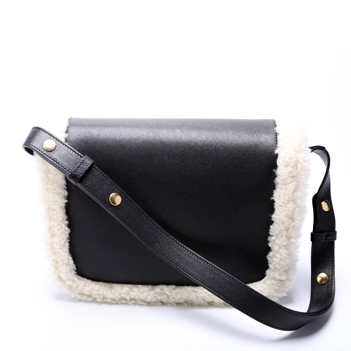 Gucci Horsebit Shearling Leather Shoulder Bag