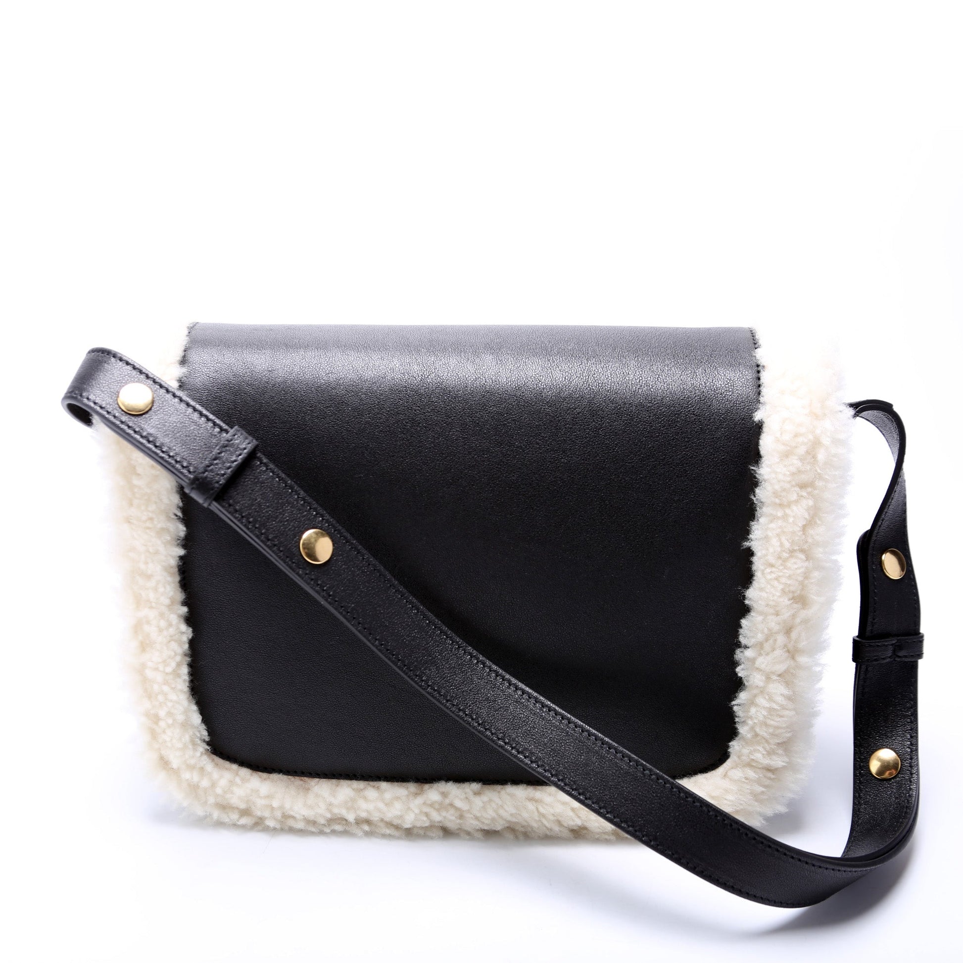 Gucci Horsebit Shearling Leather Shoulder Bag