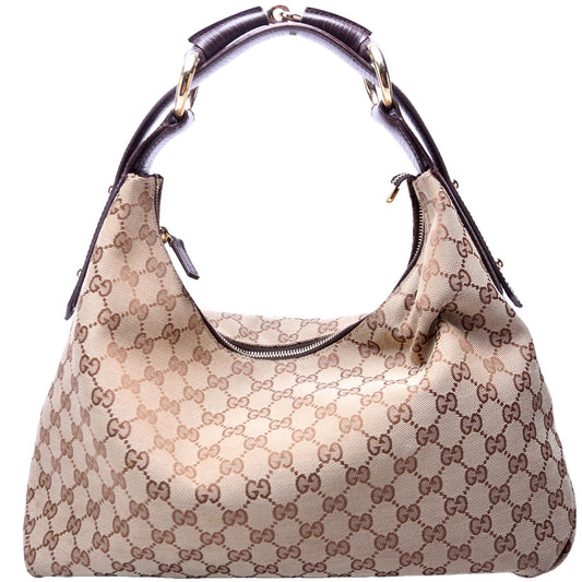 Gucci Horsebit GG Canvas Shoulder Bag