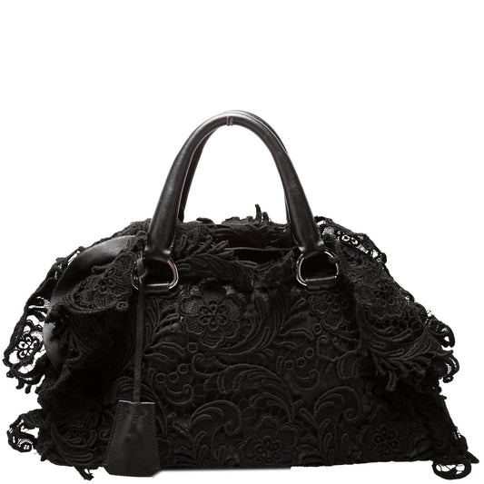 Prada Pizzo Lace Top Handle Bag Travel Bag