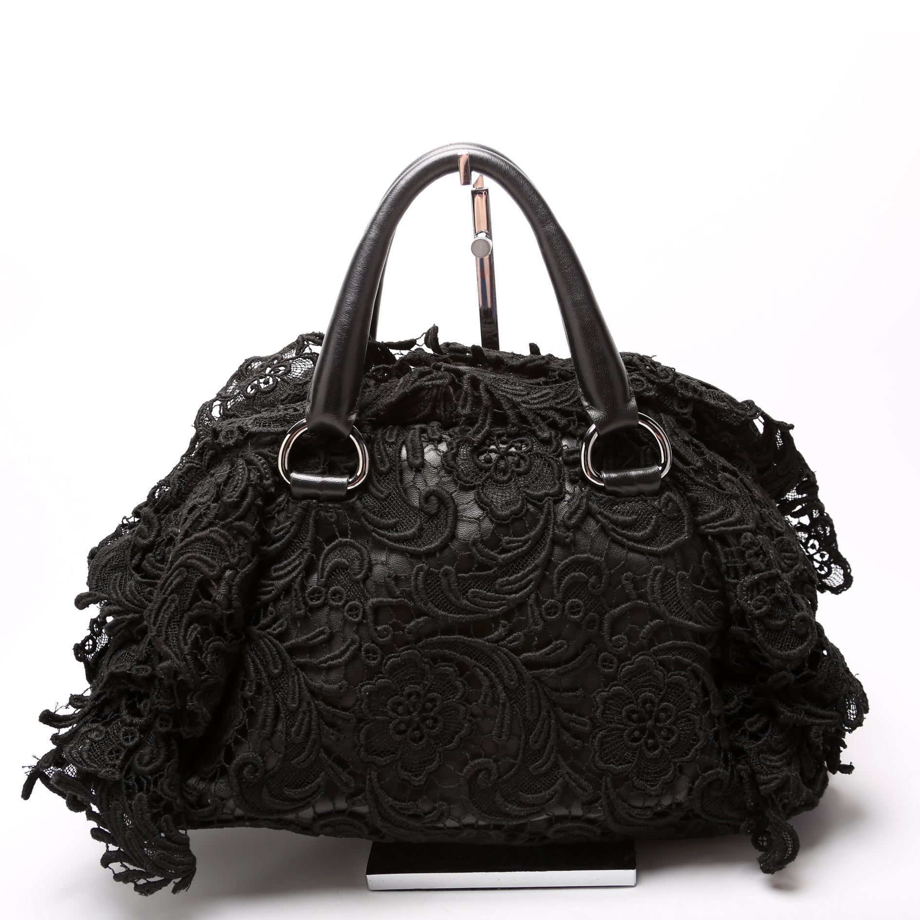 Prada Pizzo Lace Top Handle Bag Travel Bag
