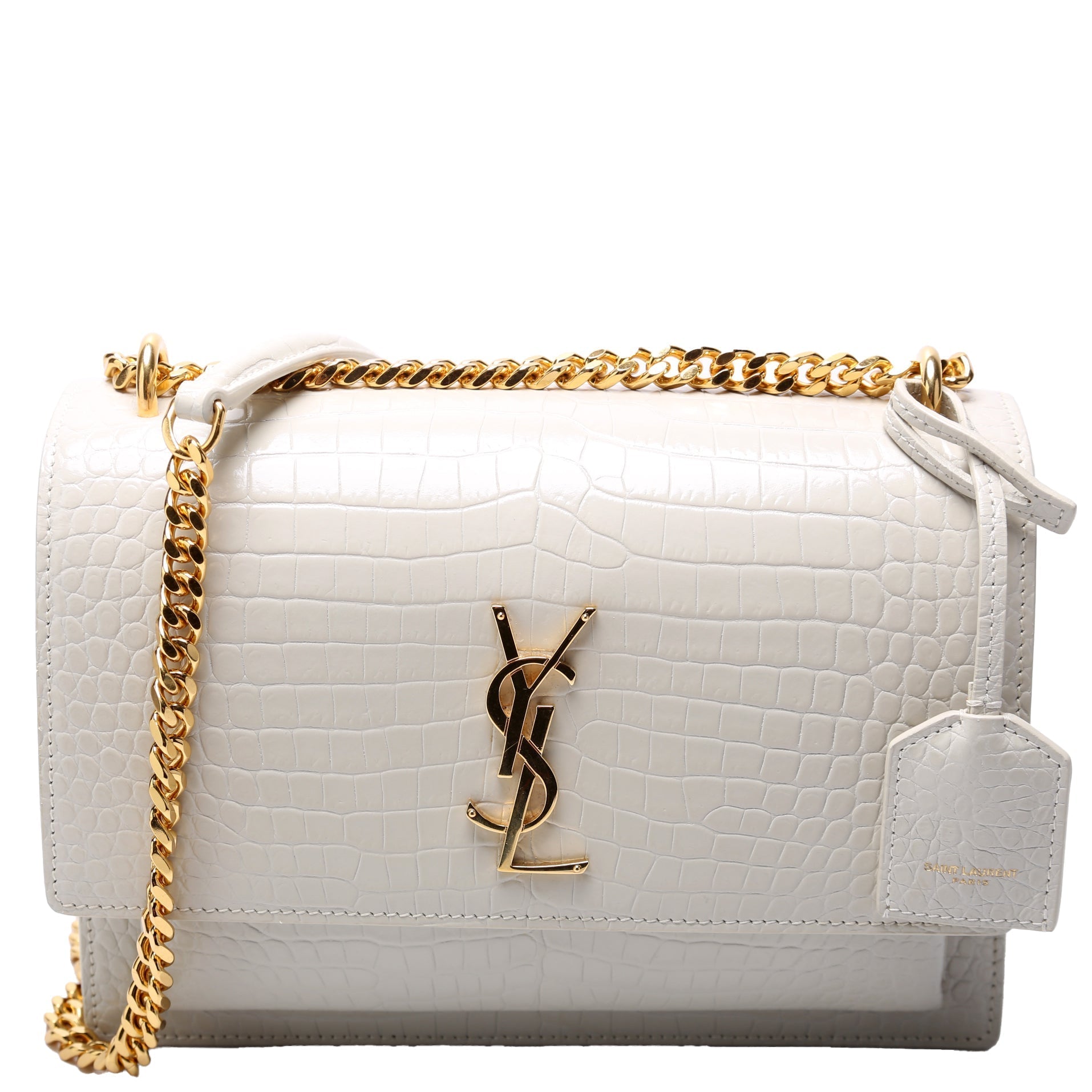 YSL Saint Laurent Saint Laurent Sunset Croc Embossed Bag Medium Travel Bag