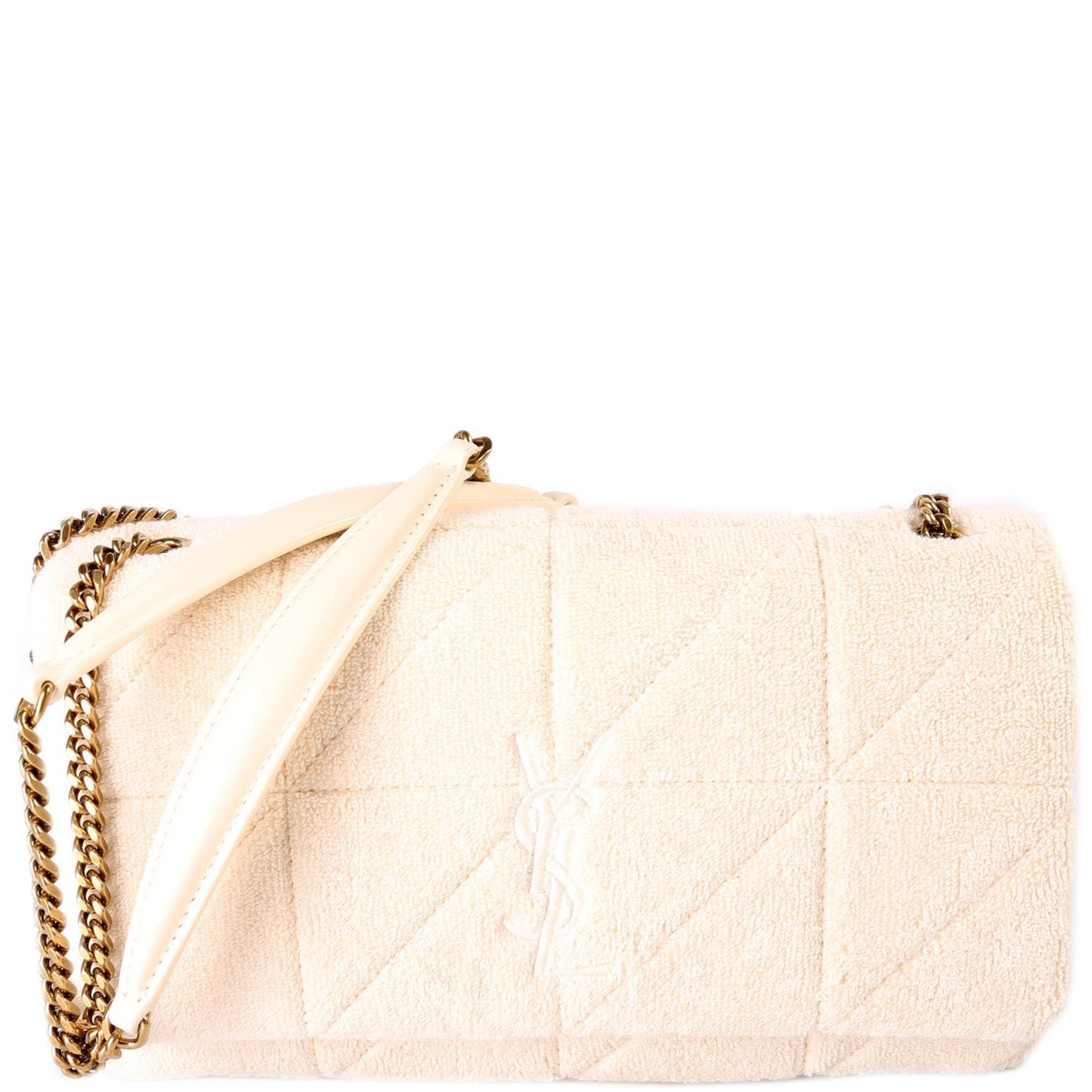 YSL Saint Laurent Saint Laurent Jamie Patchwork Terry Cloth Bag Medium Chain Travel Bag