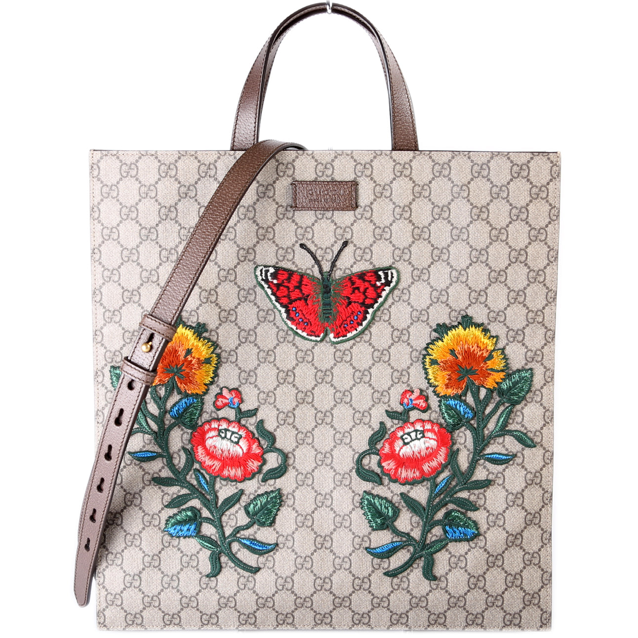Gucci Soft GG Supreme Embroidered Vertical Tote Bag
