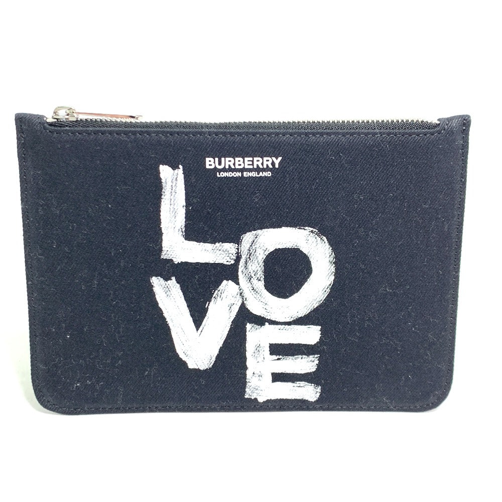 Burberry Pouch Makeup Pouch Cosmetics Pouch Love Women Handbag Canvas Black Travel Bag