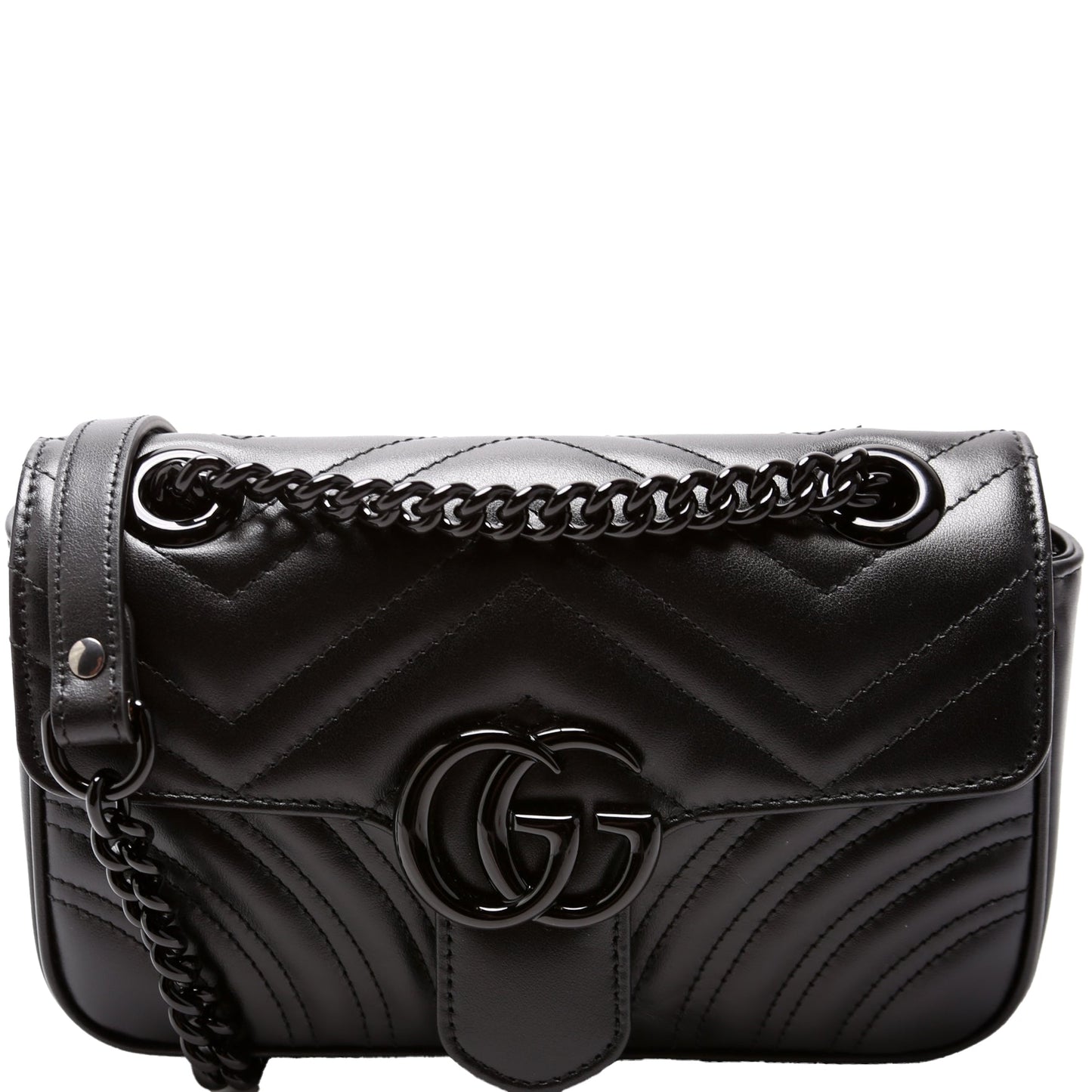 Gucci Marmont Monochrome Leather Mini Flap Shoulder Bag