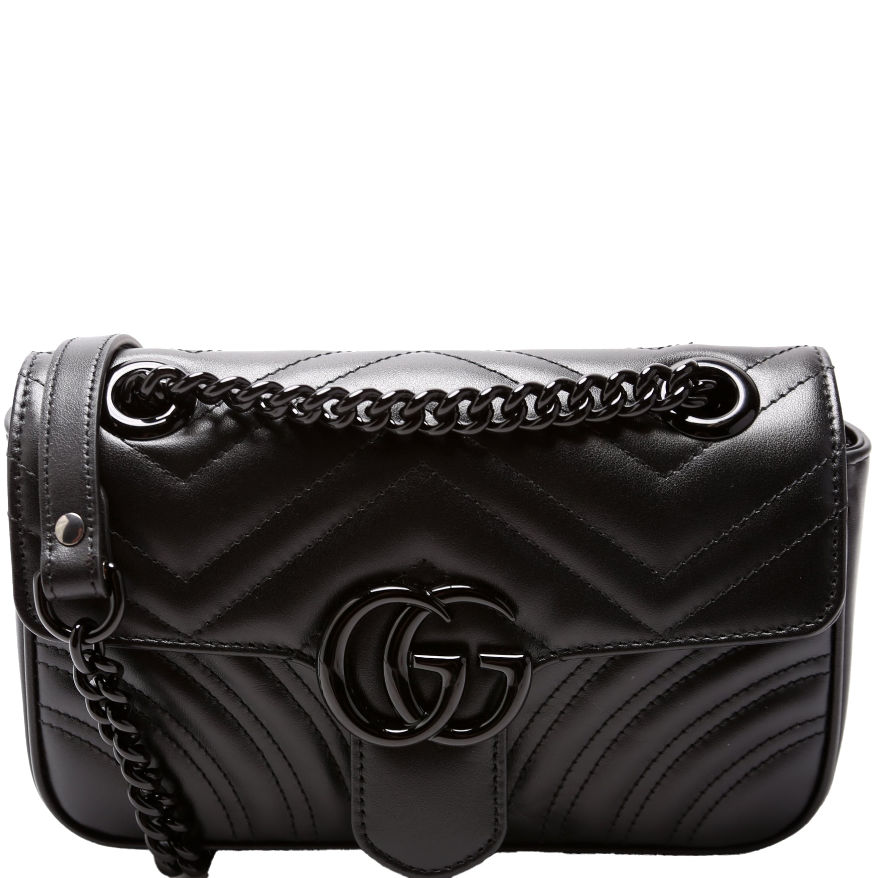 Gucci Marmont Monochrome Leather Mini Flap Shoulder Bag
