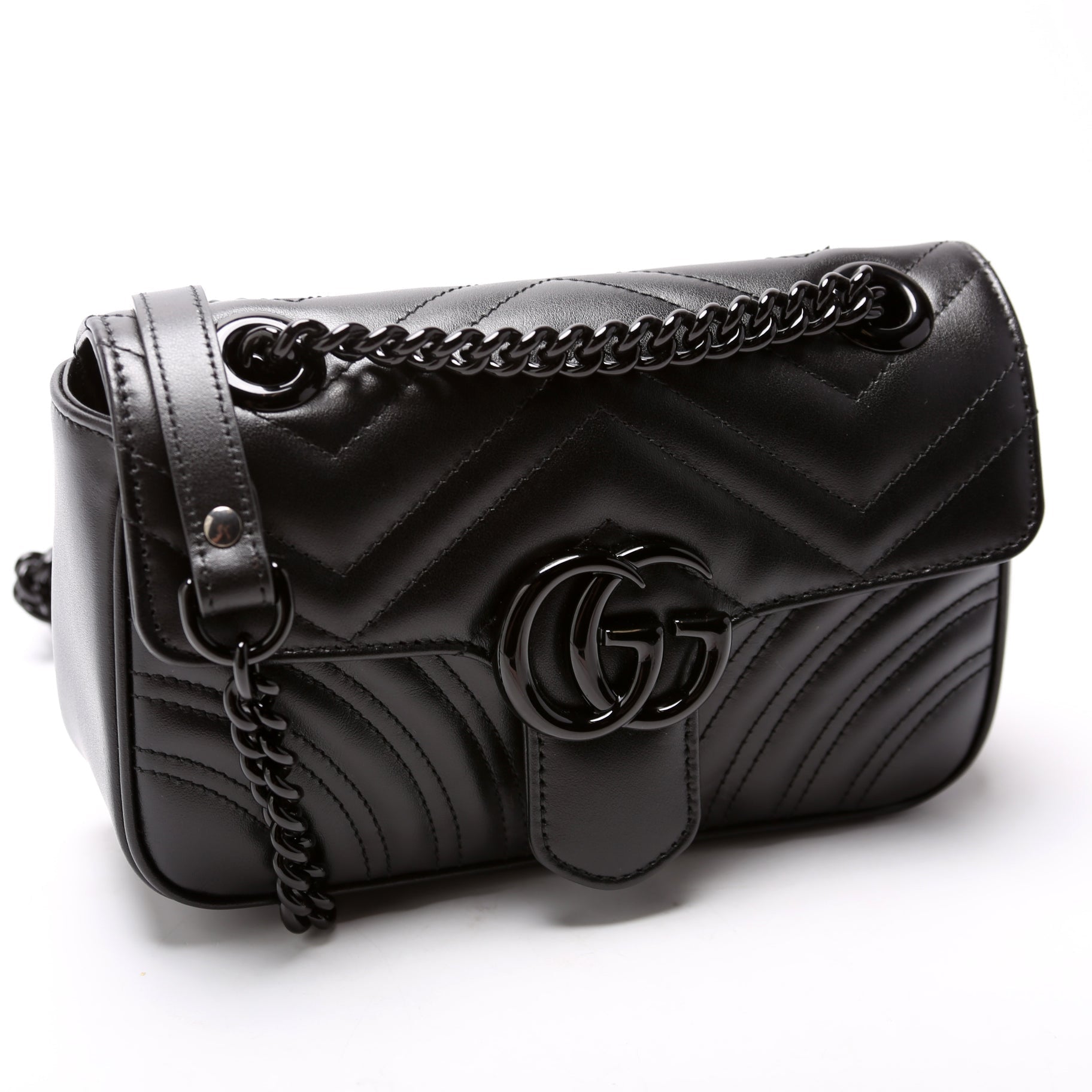 Gucci Marmont Monochrome Leather Mini Flap Shoulder Bag
