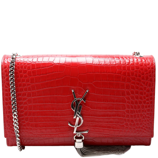 YSL Saint Laurent Saint Laurent Kate Tassel Satchel Crocodile Embossed Medium Travel Bag
