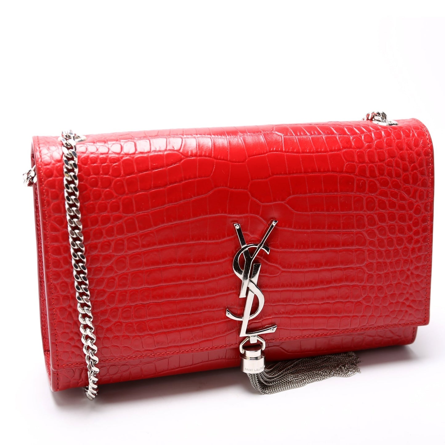 YSL Saint Laurent Saint Laurent Kate Tassel Satchel Crocodile Embossed Medium Travel Bag