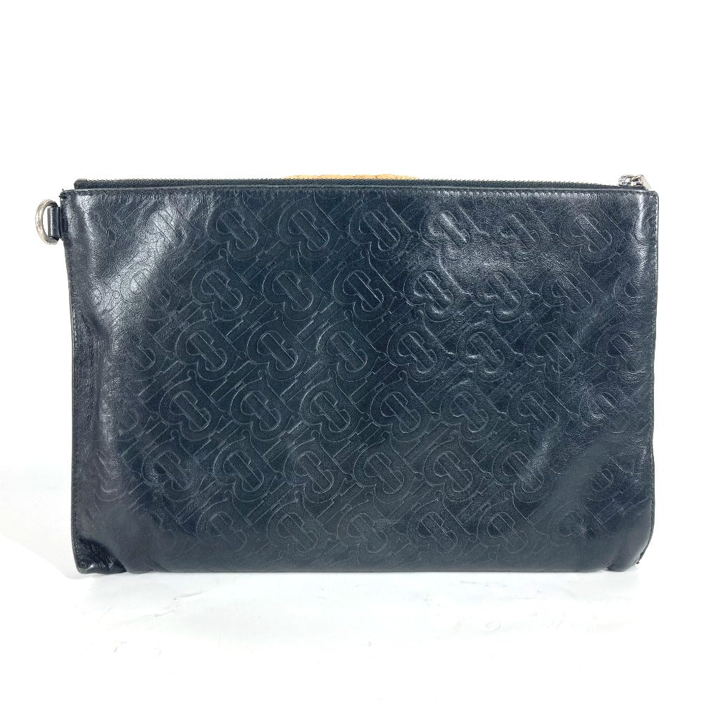 Burberry Clutch Bag Tb Mens Leather Black Logo