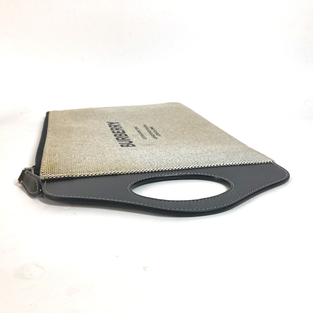 Burberry Clutch Bag Mens Leather Canvas Gray