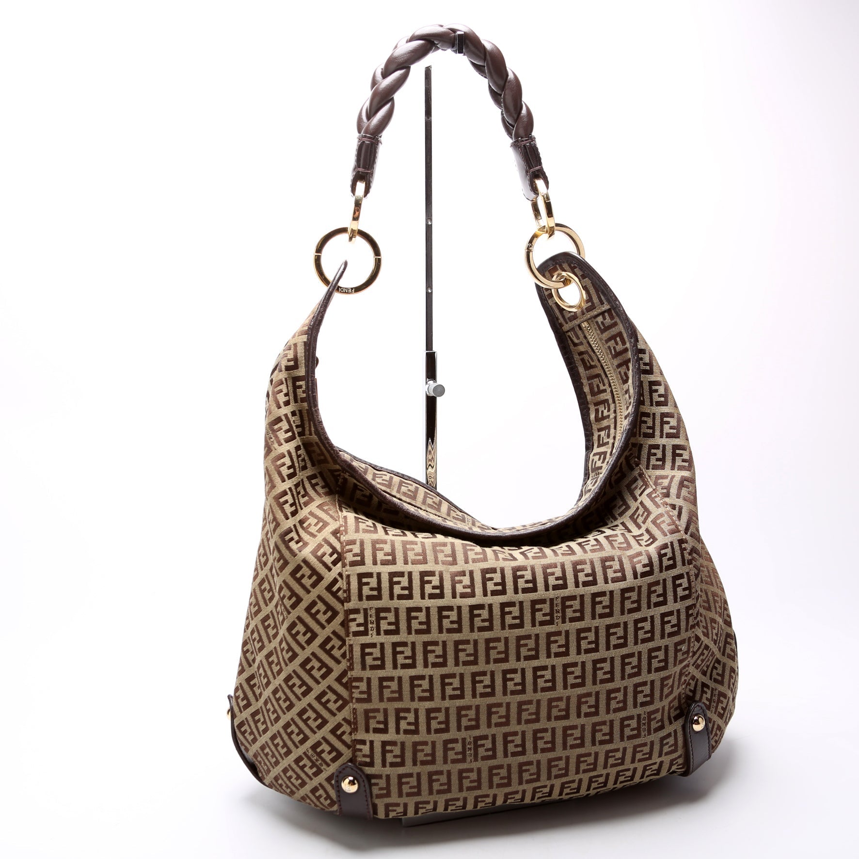 Fendi 8Br583 Zucchino Braided Hobo Bag Canvas