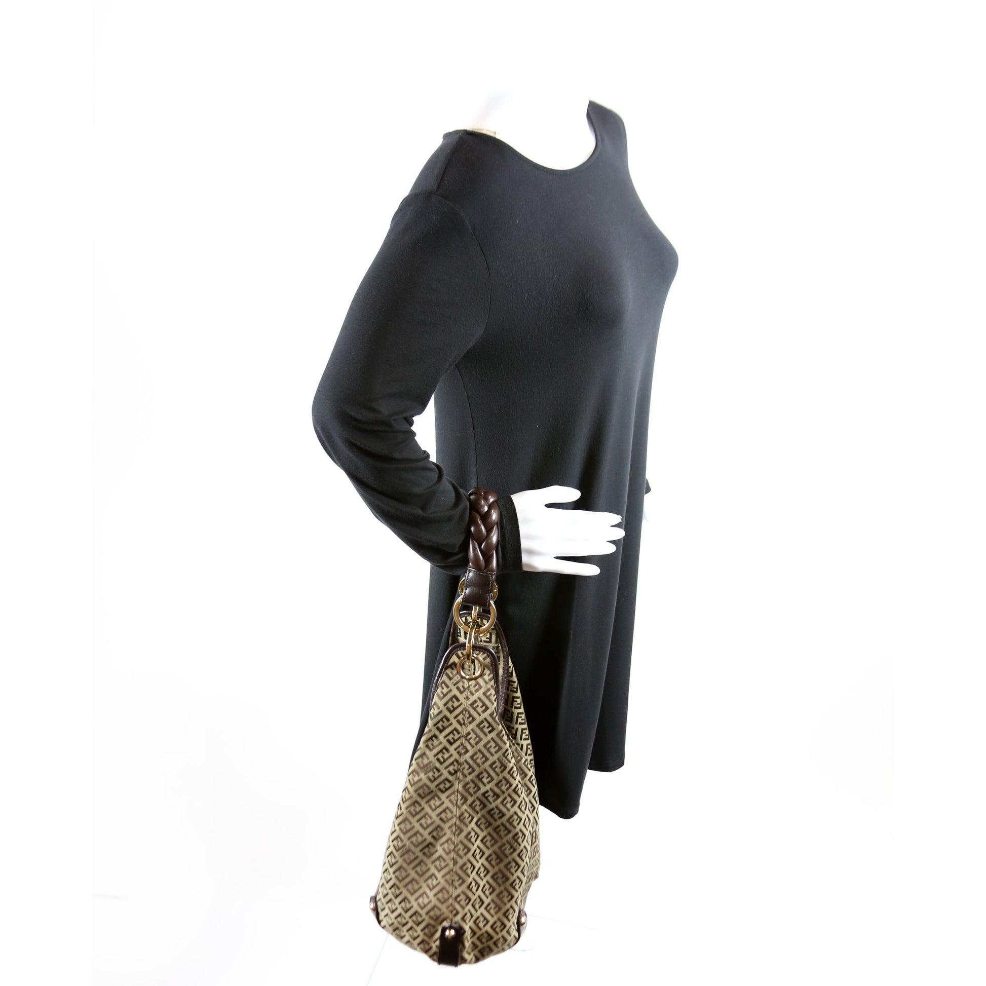 Fendi 8Br583 Zucchino Braided Hobo Bag Canvas