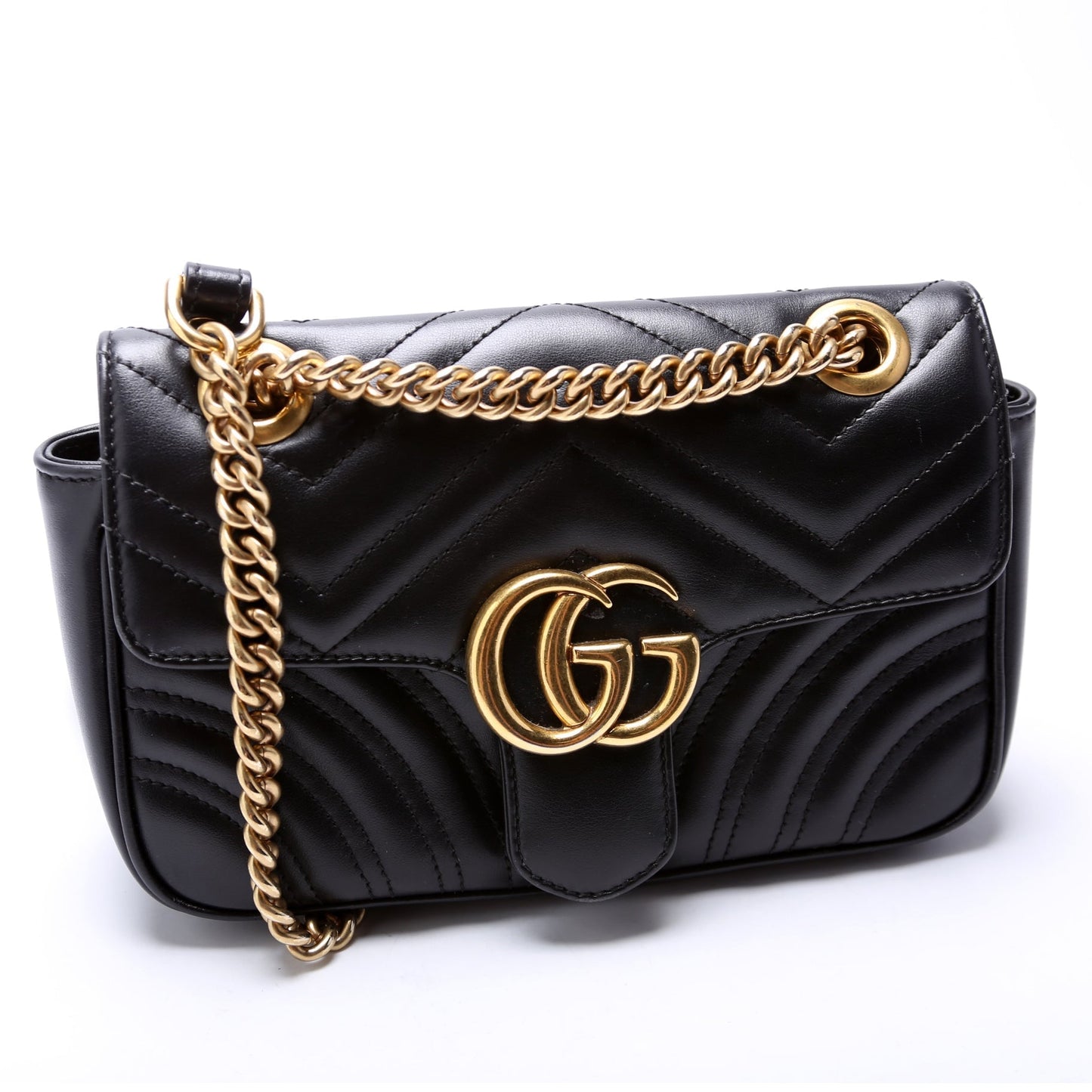 Gucci Marmont Leather Mini Flap Shoulder Bag Flap 1