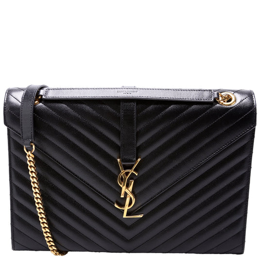 YSL Saint Laurent Envelope Chevron Bag Large Travel Bag 34203 600166 354118