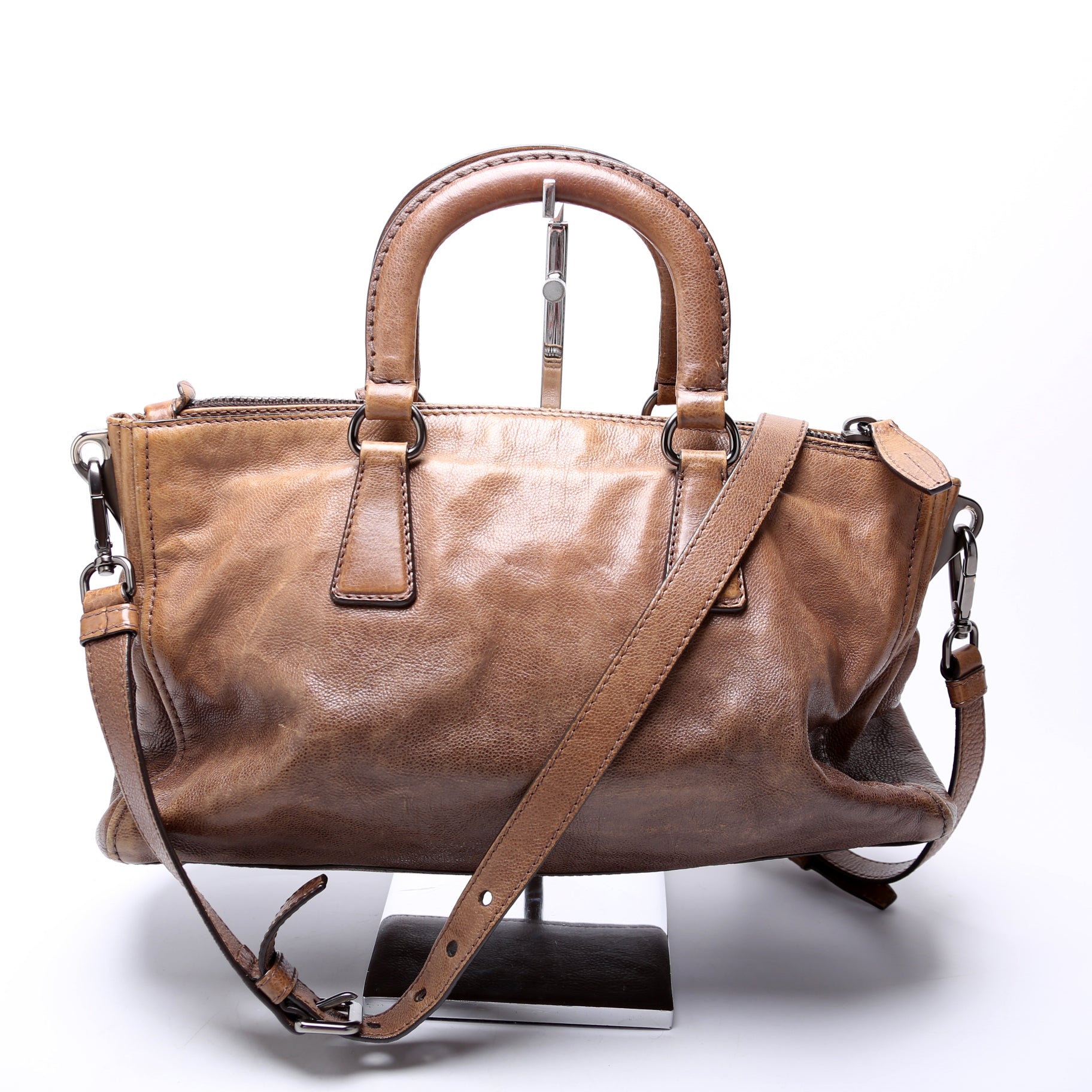 Prada Glace Calfskin Top Handle Satchel Bag Travel Bag