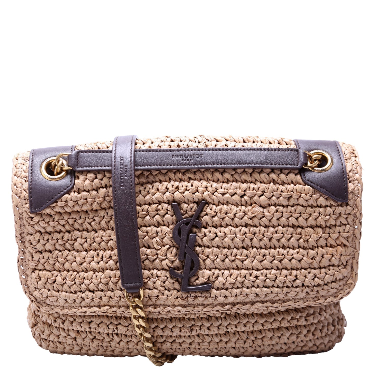 YSL Saint Laurent Niki Bag Raffia Medium Travel Bag