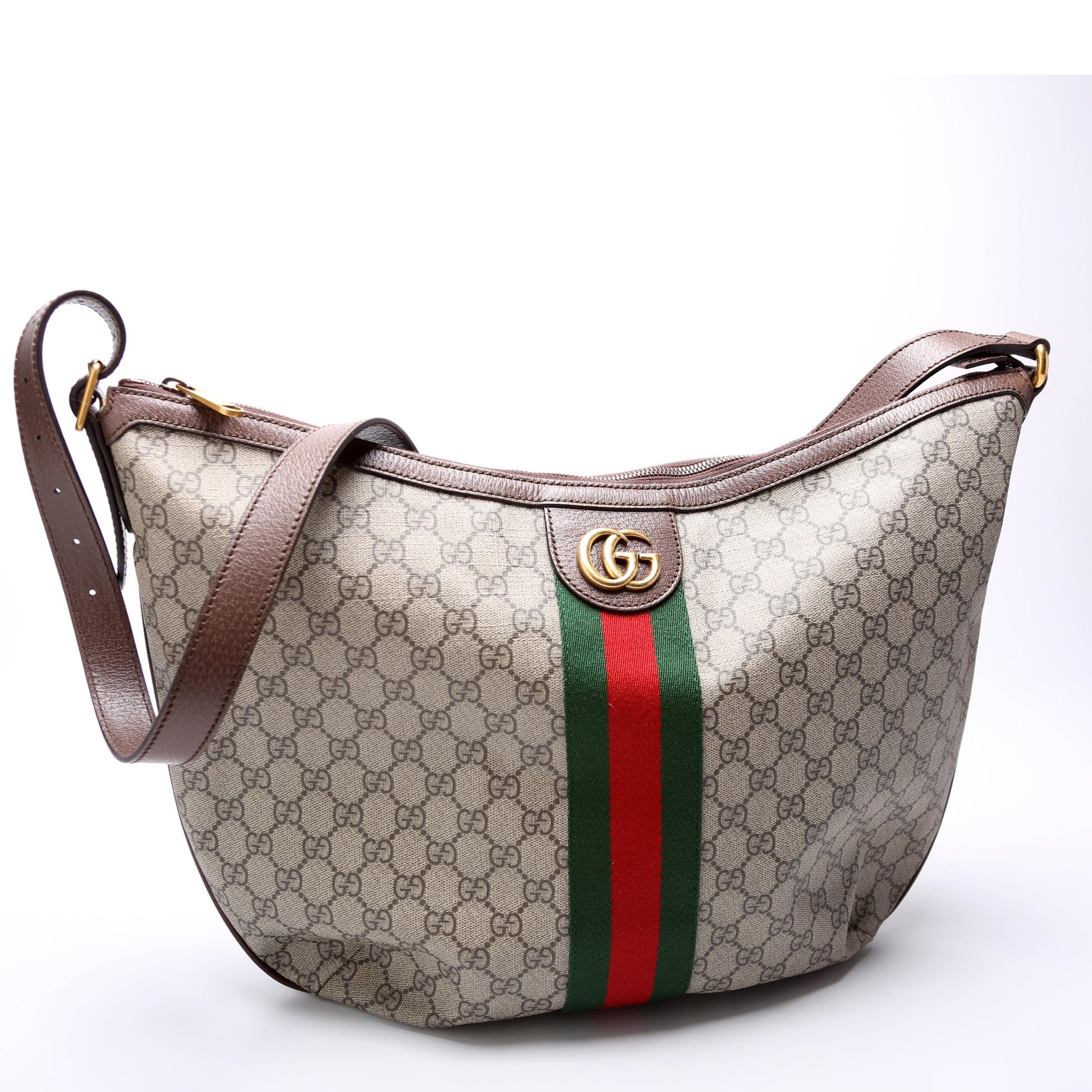 Gucci Ophidia GG Supreme Half Moon Large Shoulder Bag