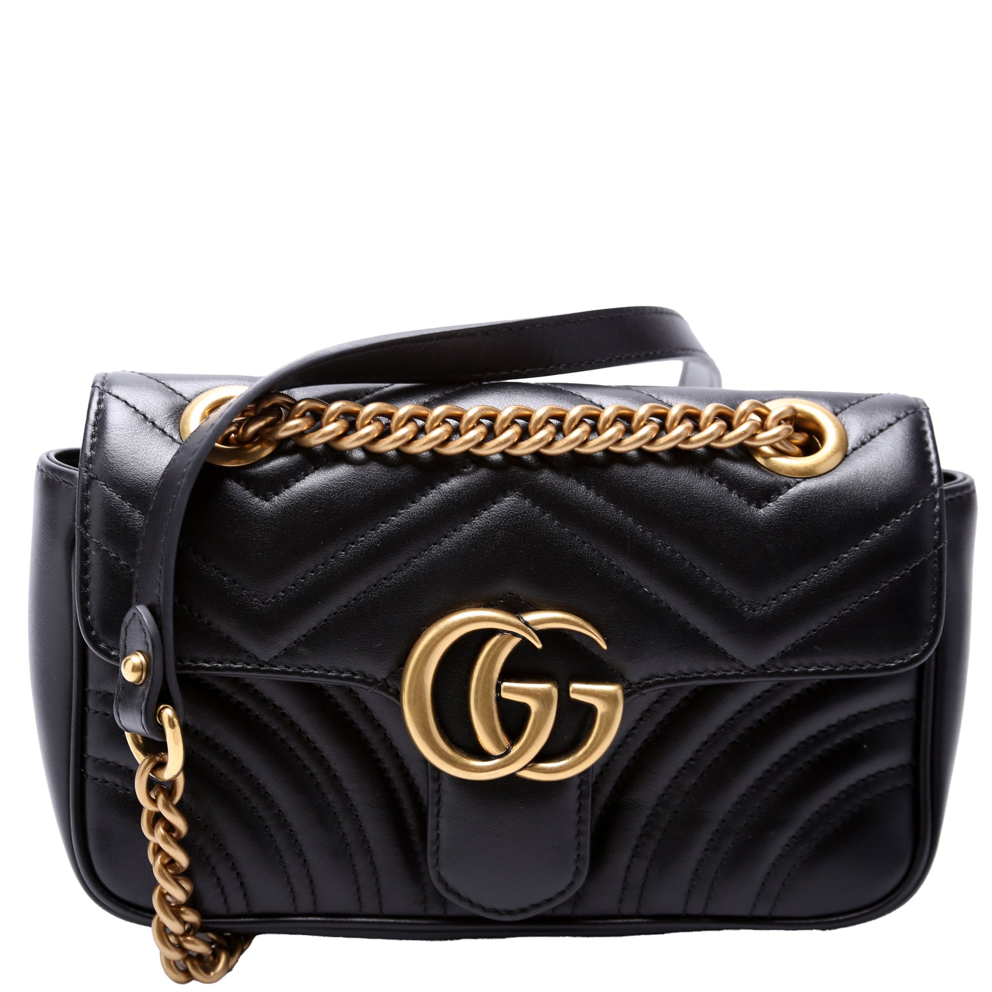 Gucci Marmont Leather Mini Flap Shoulder Bag Flap 2