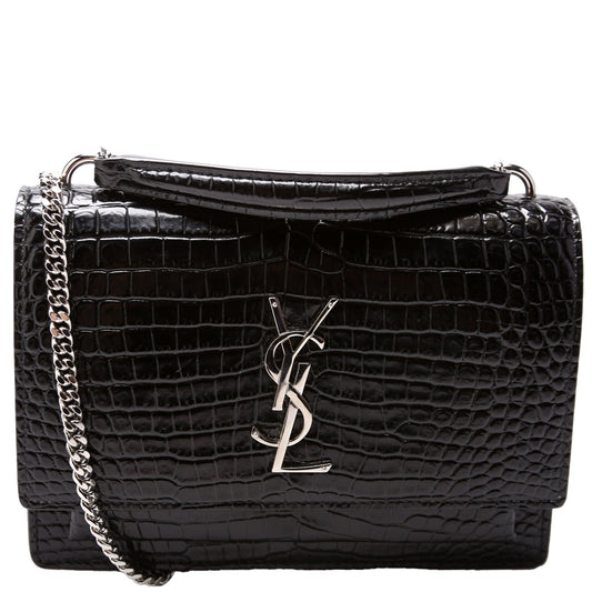YSL Saint Laurent Saint Laurent Sunset Croc Embossed Wallet Bag Chain Travel Bag