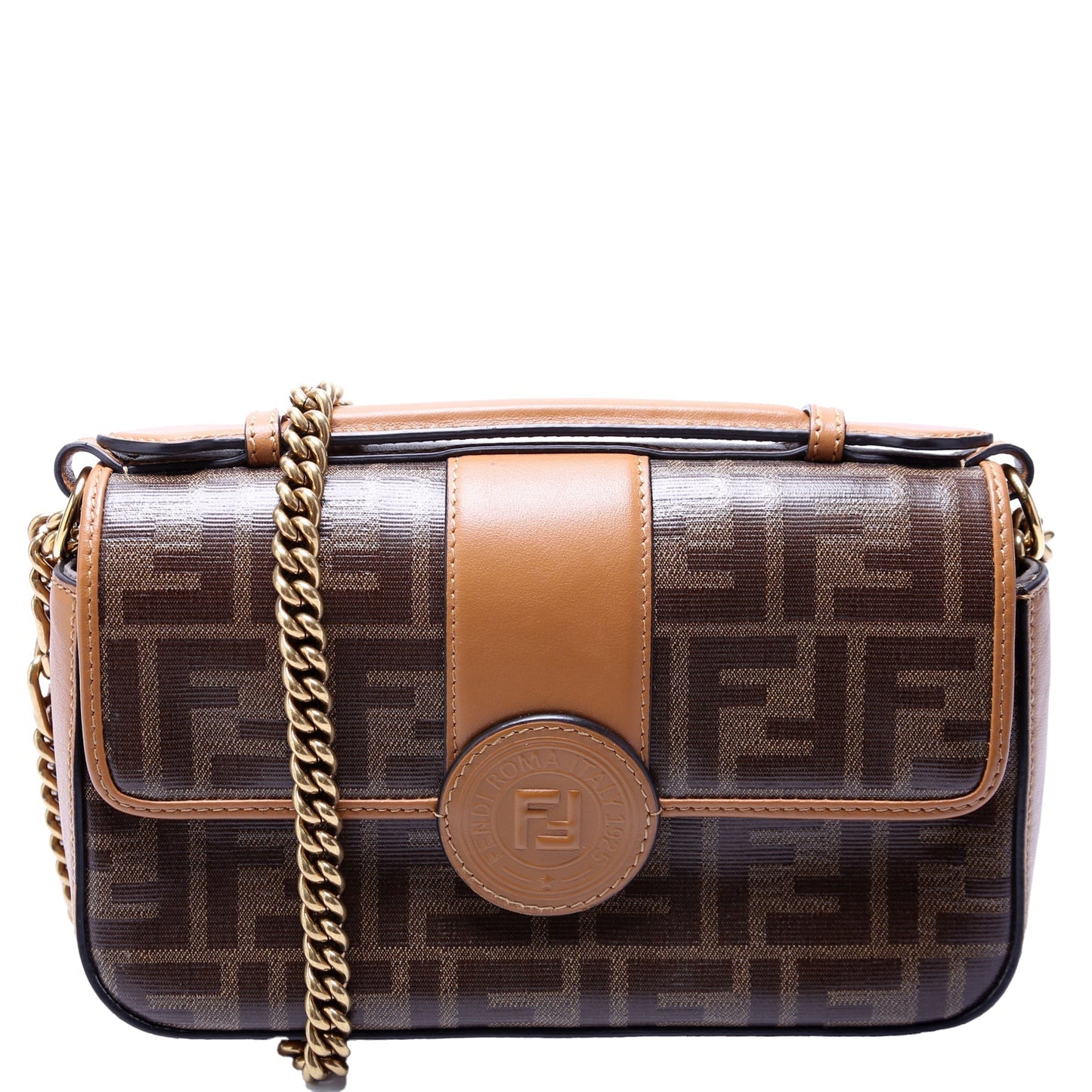 Fendi Glazed Fabric Double Ff Shoulder 8Bt308 Bag Shoulder Bag