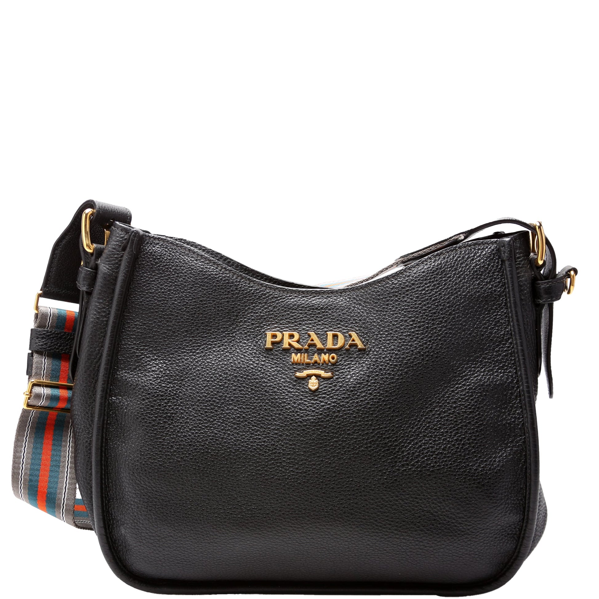 Prada Vitello Daino Hobo Bag Black Travel Bag