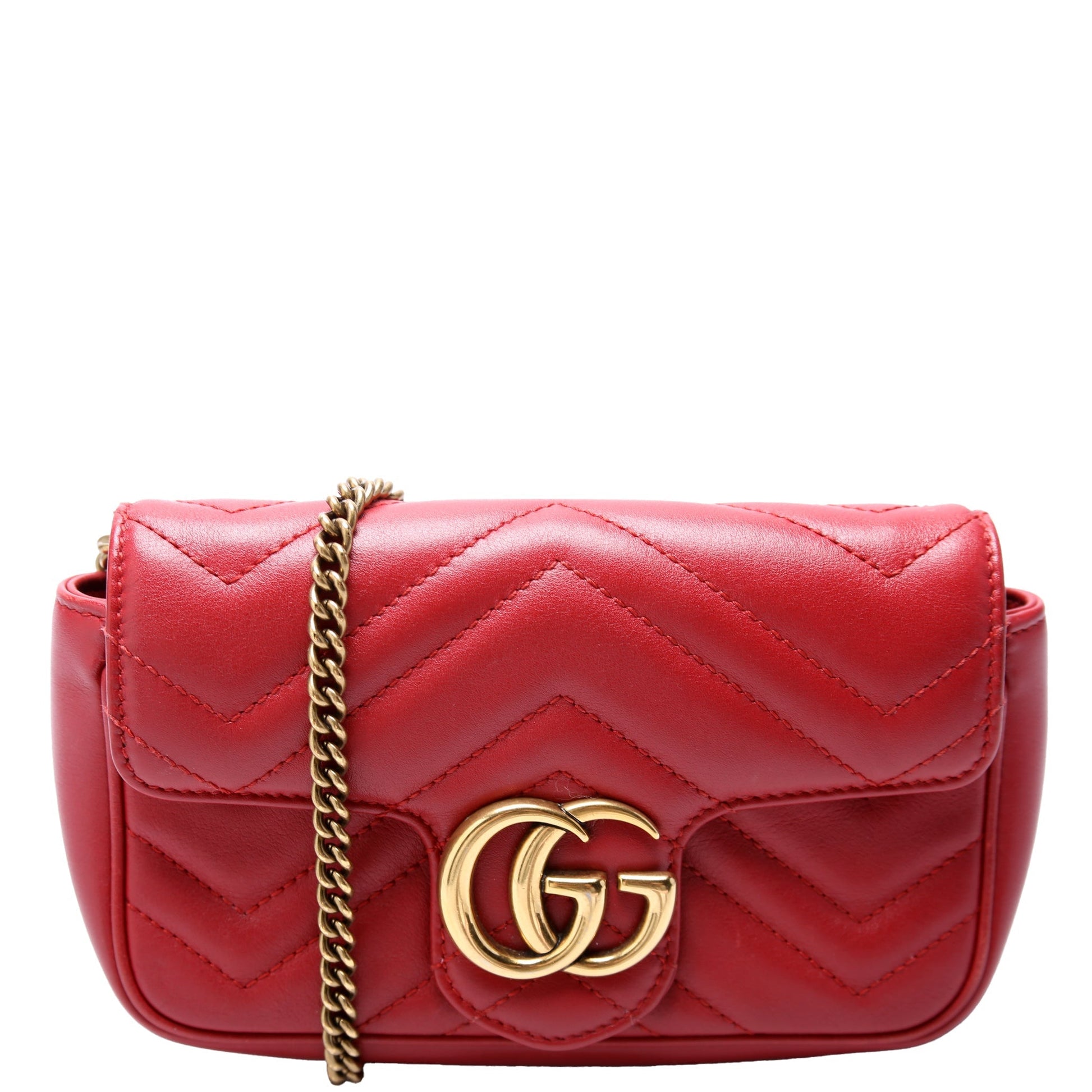 Gucci Marmont Super Leather Red Mini Flap Travel Bag Flap 5