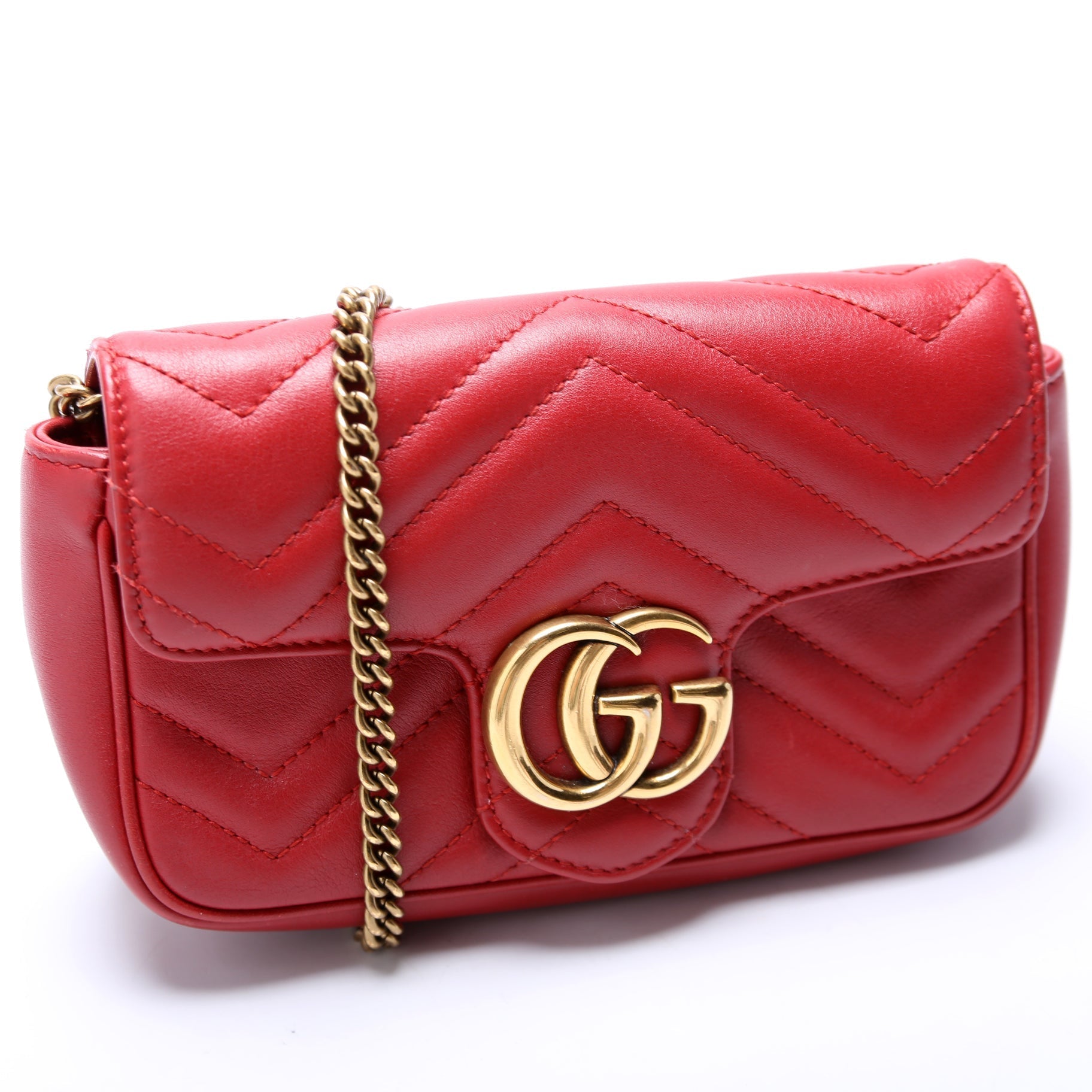 Gucci Marmont Super Leather Red Mini Flap Travel Bag Flap 5