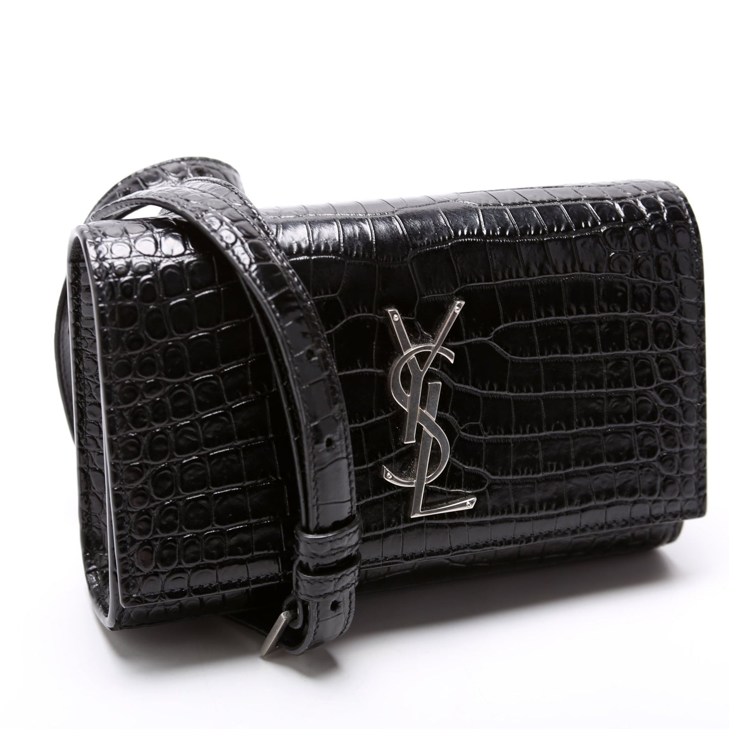 YSL Saint Laurent Kate Belt Croc Bag Embossed