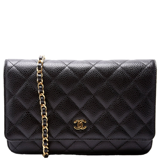 Chanel WOC Classic Quilted Caviar RFID Black Clutch Bag