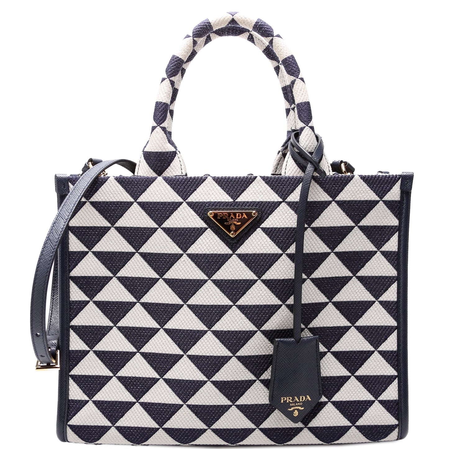Prada Jacquard Triangle Symbole Handblue Bag Canvas Travel Bag