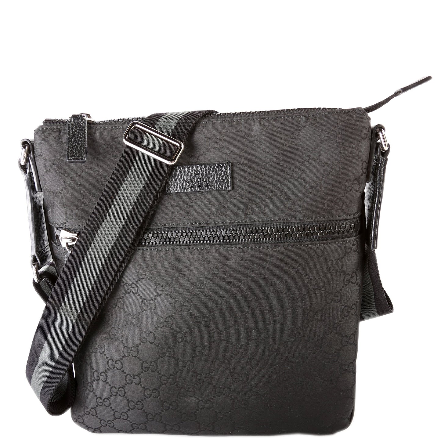 Gucci Flat Messenger Bag Nylon Black Shoes