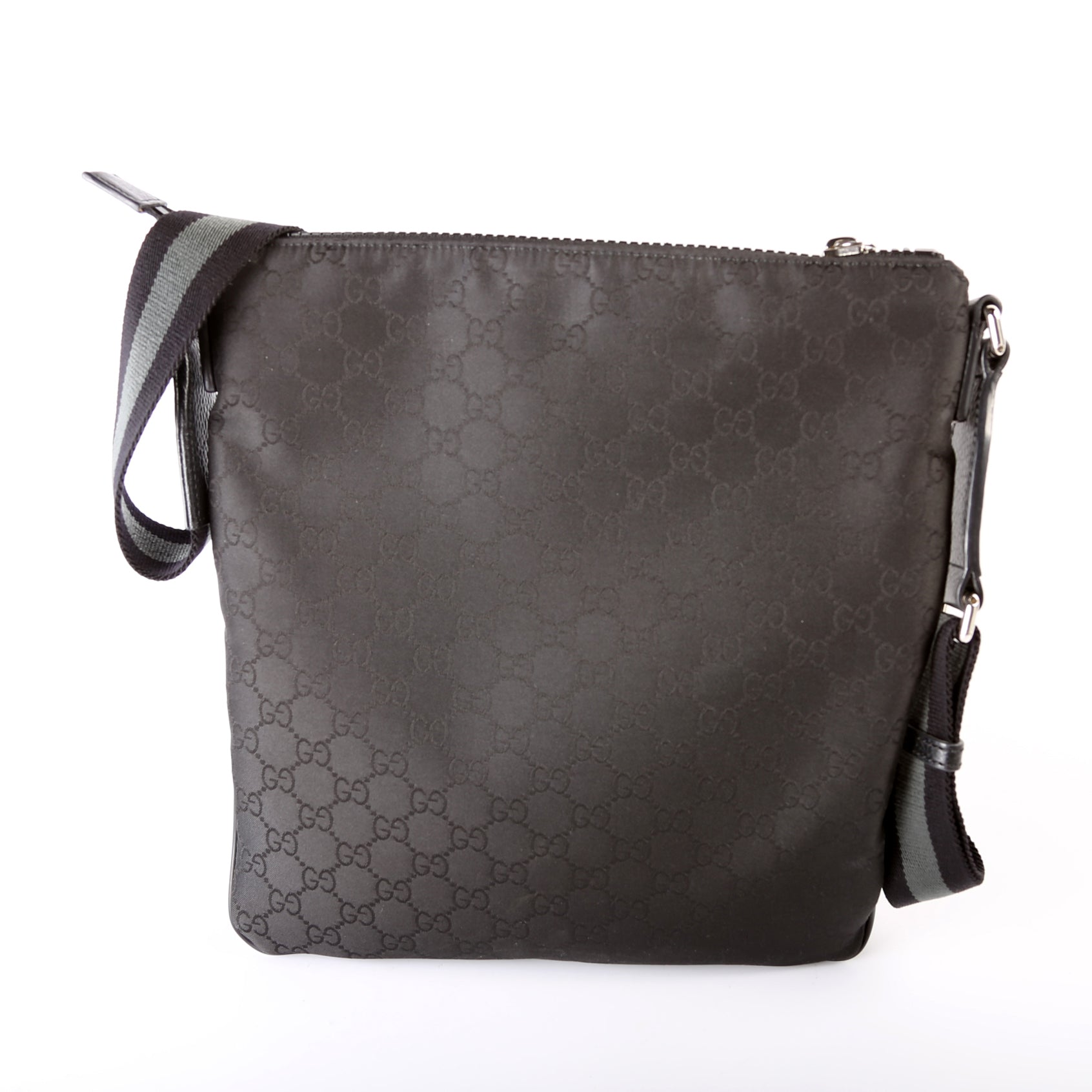 Gucci Flat Messenger Bag Nylon Black Shoes
