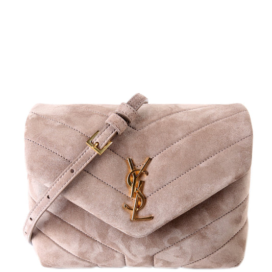 YSL Saint Laurent Saint Laurent Loulou Satchel Toy Crossbody Taupe Suede Crossbody Bag